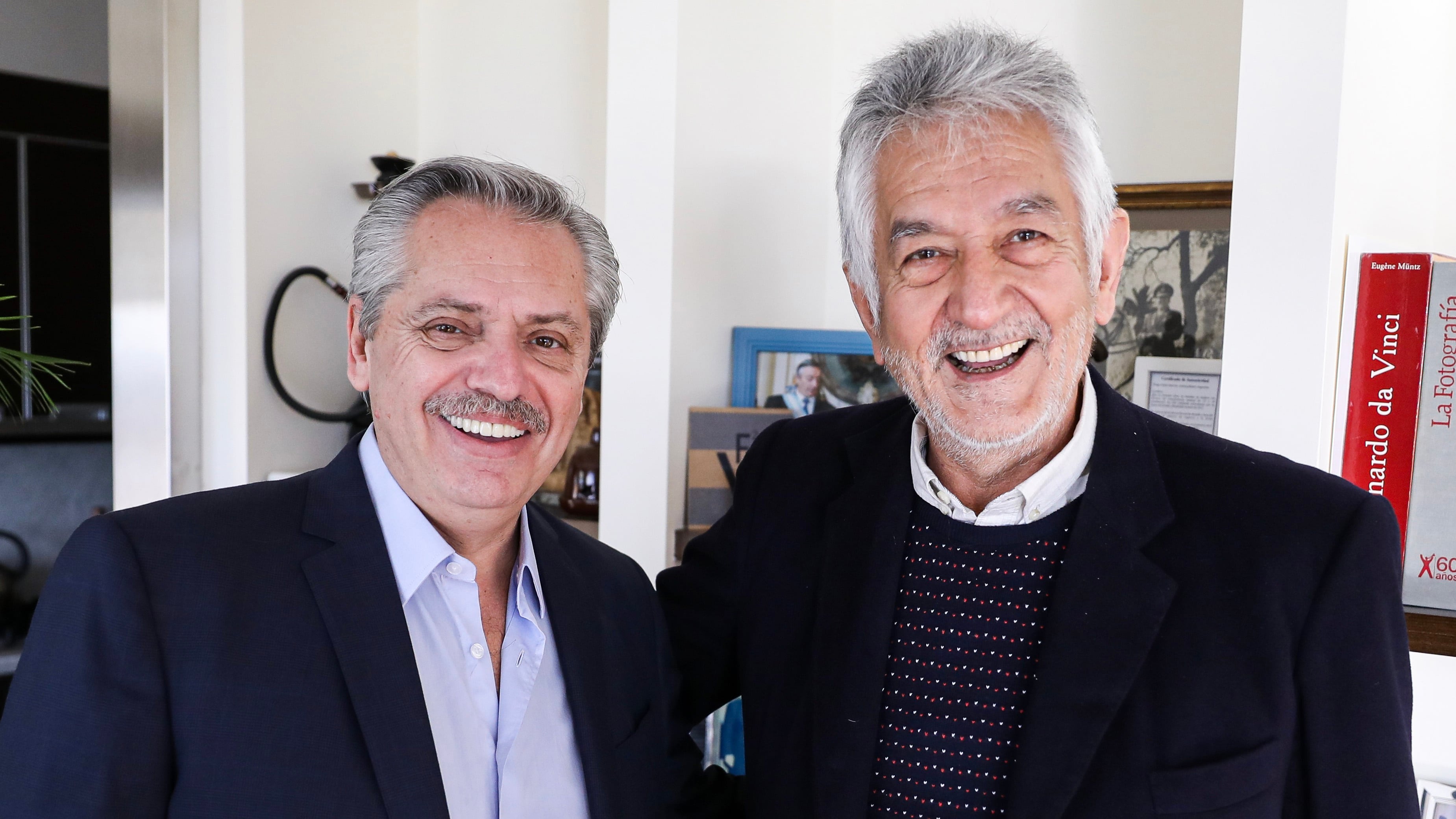 Alberto Fernández y Alberto Rodríguez Saá en las oficinas porteñas del primero, en San Telmo. 