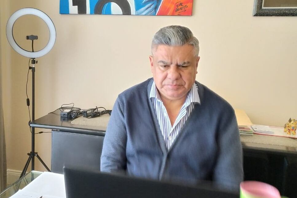 Claudio Tapia, presidente de la AFA, participó de la sesión virtual.