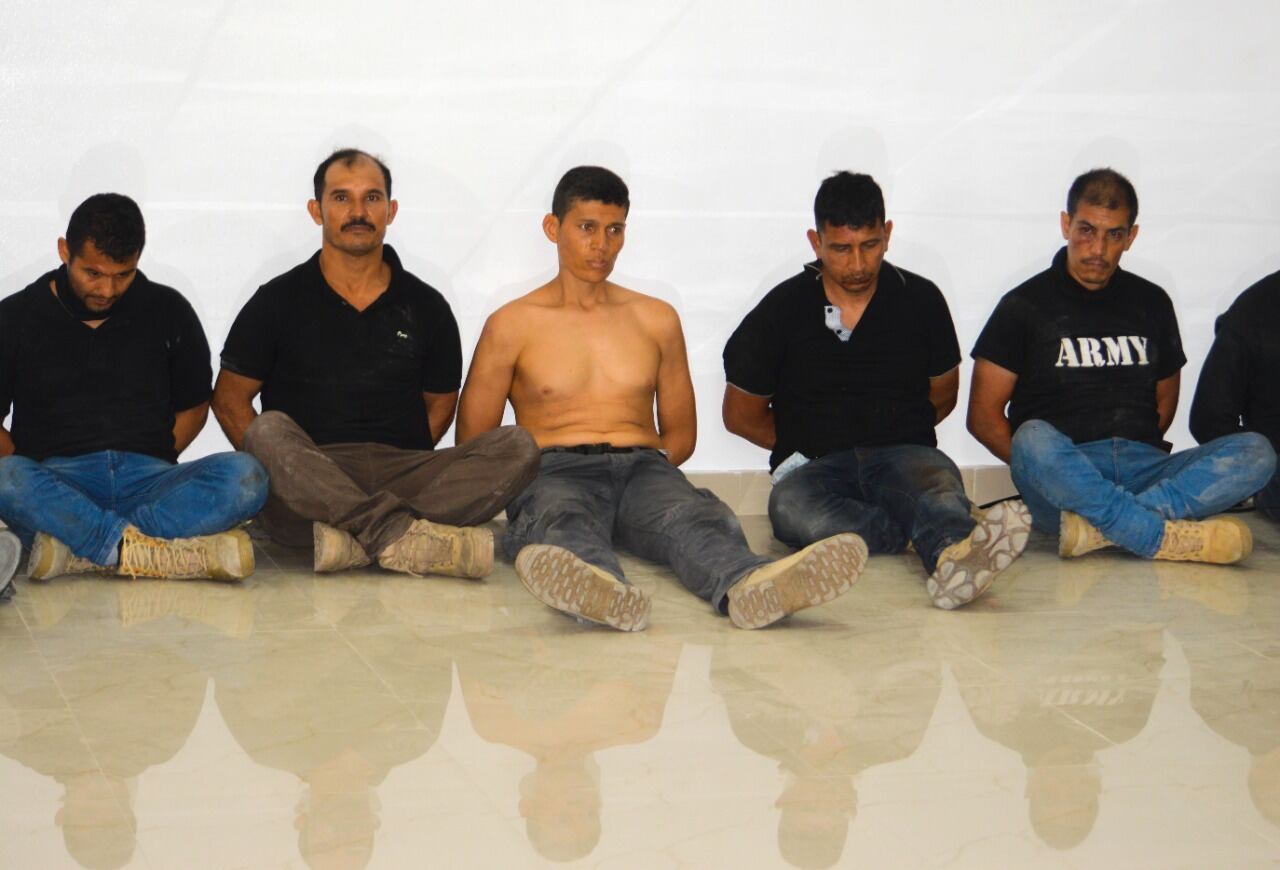 Los mercenarios acusados, el día de su detención.