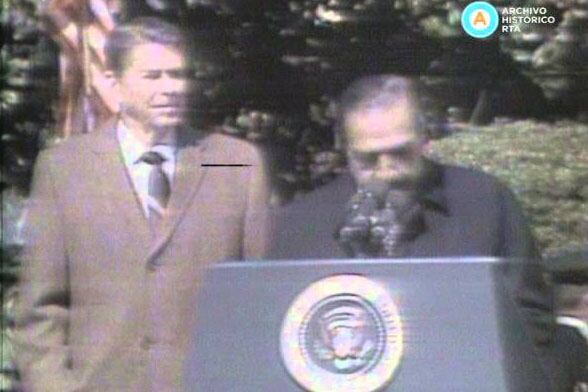 Raúl Alfonsín hizo un recordado discurso ante Ronald Reagan el 19 de marzo de 1985.
