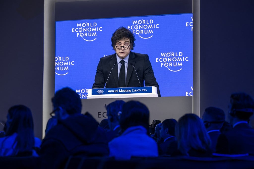 Javier Milei durante su discurso en Davos.