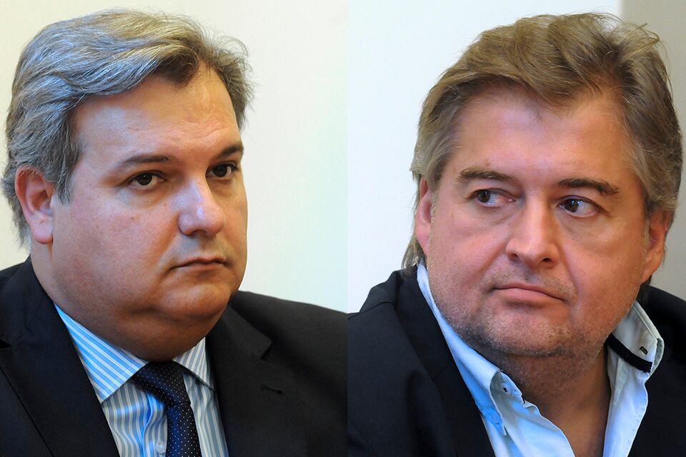 El ministro de Gobierno Pablo Farías y el diputado provincial Roberto Mirabella, dos protagonistas de la polémica.