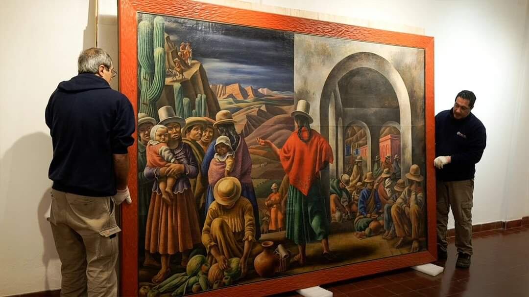 Llegada de la obra "Jujuy", de Antonio Berni.