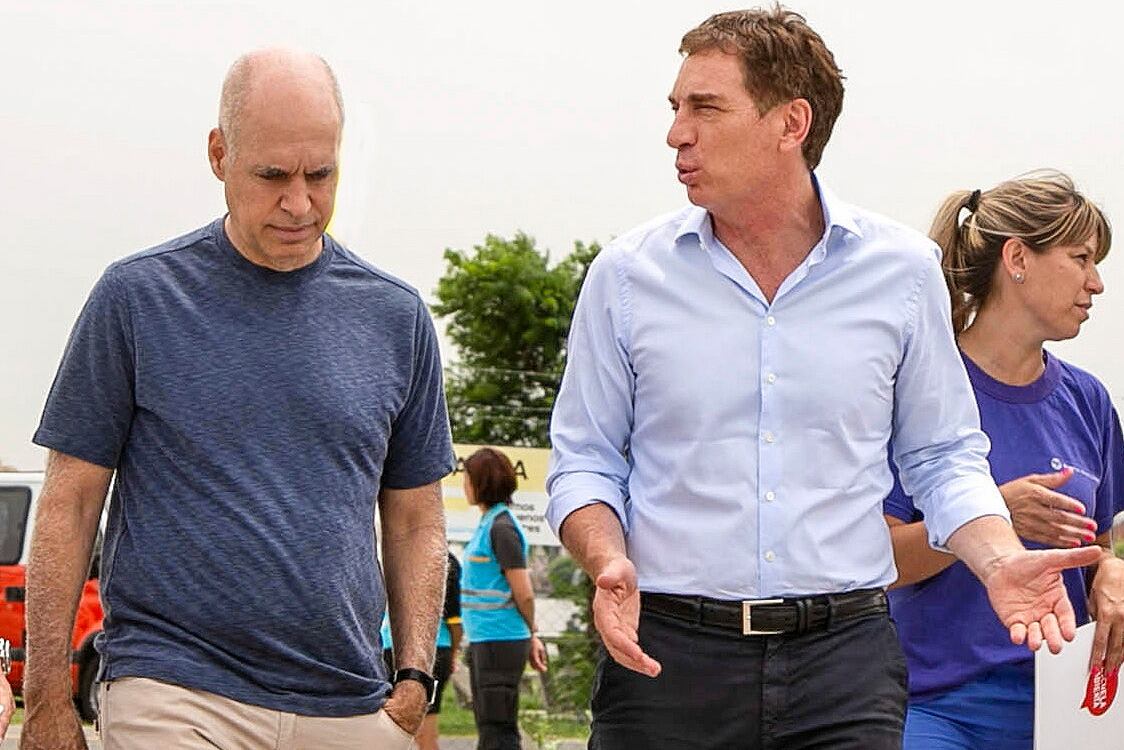 Horacio Rodríguez Larreta junto a Diego Santilli, su candidato para la provincia de Buenos Aires.