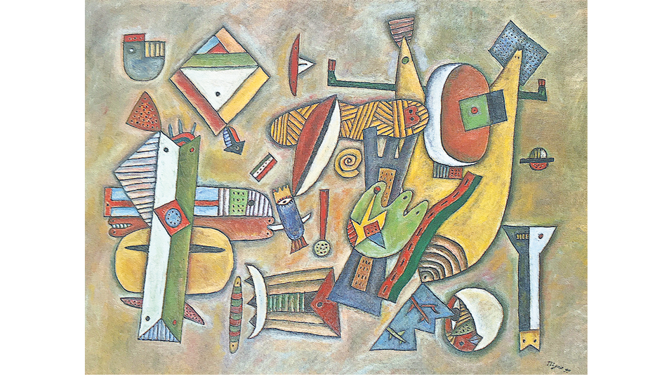 De aire en aire, óleo sobre tela, de 61 x 85 cm, pintado en 1999 por Adolfo Nigro.