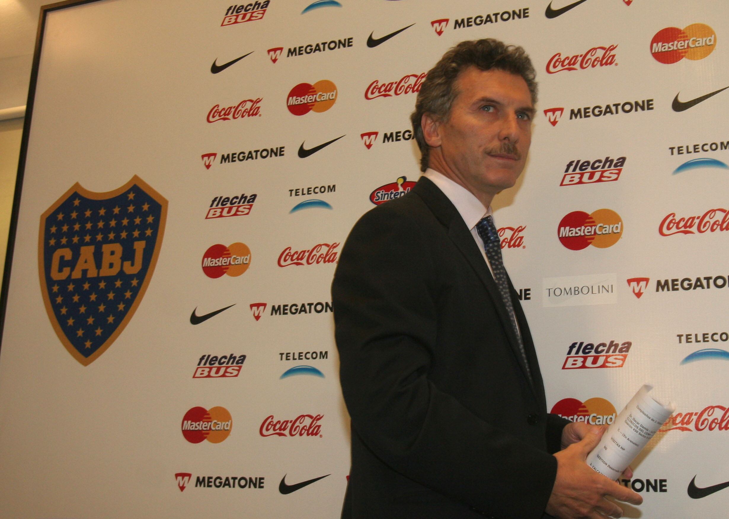 Mauricio Macri en su etapa como presidente de Boca. Polak lo analiza en su libro.