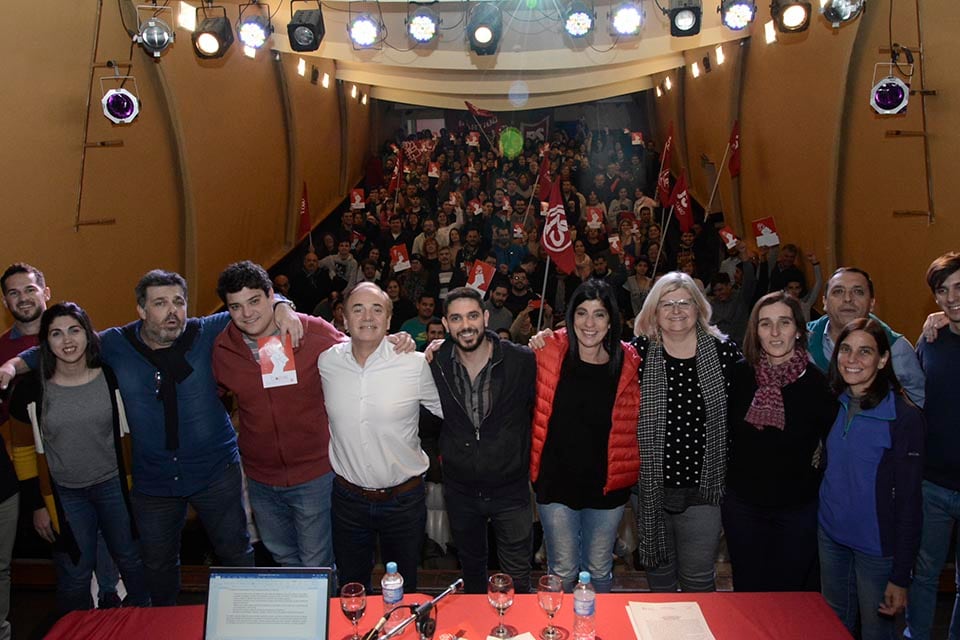 La dirigencia del sector Bases en un plenario de 2019