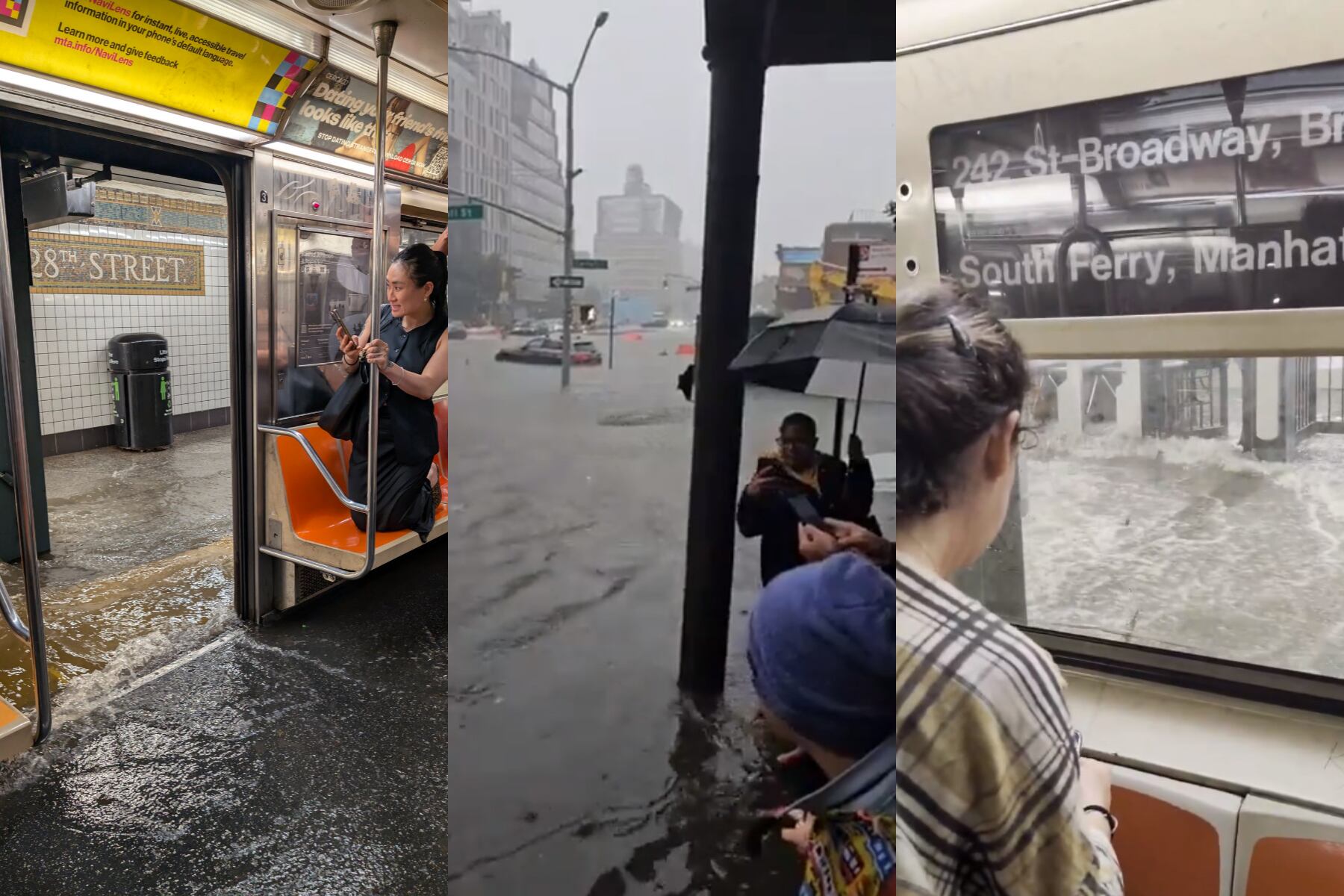 Lluvias torrenciales en Nueva York ocasionaron inundaciones en las calles y el metro