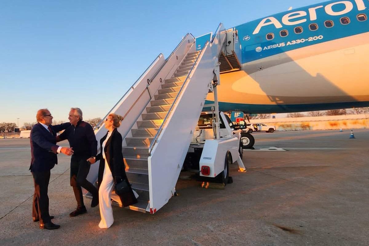 El presidente al llegar a Estados Unidos. 