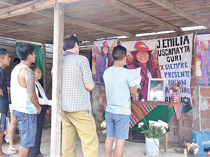 Emilia fue recordada ayer en un acto frente a la casa de la familia Uscamayta Curi.
