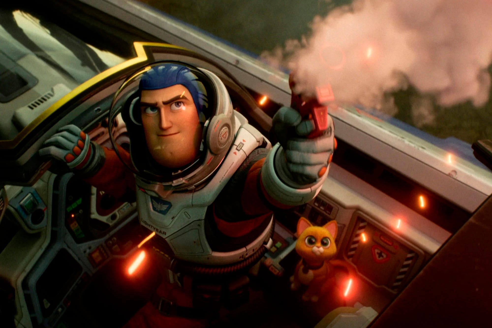 El bueno de Buzz se sube a la nave una y otra vez, y siempre falla.
