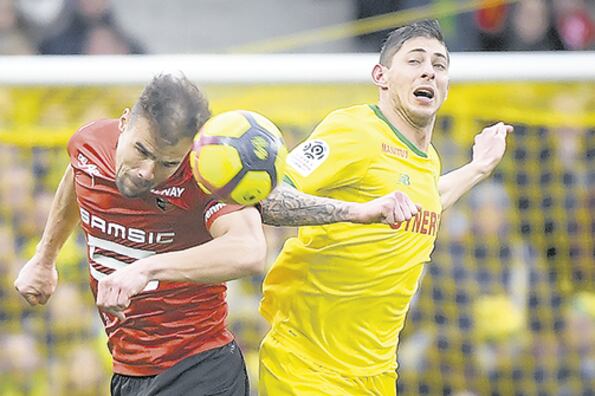 Sala, con la camiseta del Nantes, en un partido de la última temporada.