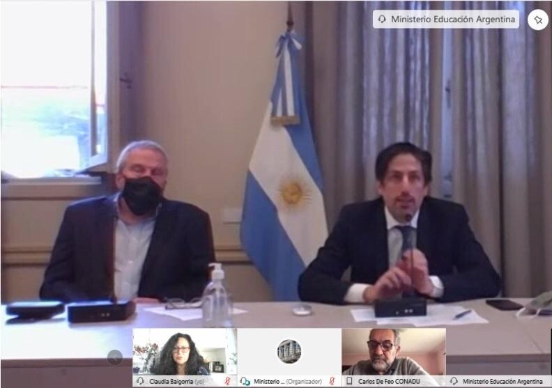 El titular de la SPU, Jaime Perczyk, y el ministro Nicolás Trotta participaron de la reunión paritaria.