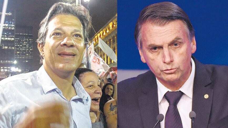 Fernando Haddad (PT) y Jair Bolsonaro (PSL).
