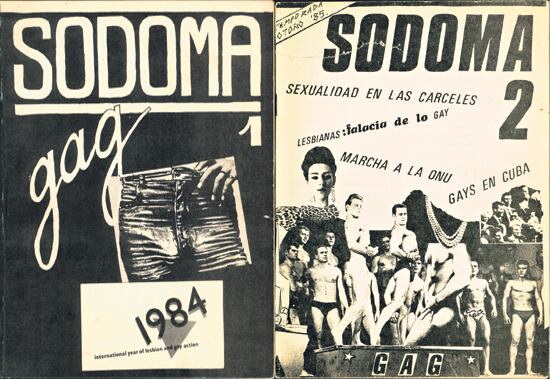 La revista Sodoma, publicada por el GAG (Grupo de Acción Gay), tuvo sólo dos números. El primero, con tapa de Jorge Gumier Maier, del otoño de 1984, y el segundo, con tapa de Marcelo Pombo, del otoño de 1985.