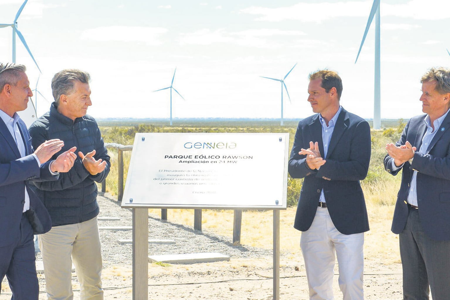 El presidente Mauricio Macri participó el fin de semana de la inauguración de uno de los parques eólicos en Chubut.