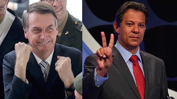 Jair Bolsonaro y Fernando Haddad, los grandes favoritos para pasar a la segunda vuelta a dos días de las elecciones.