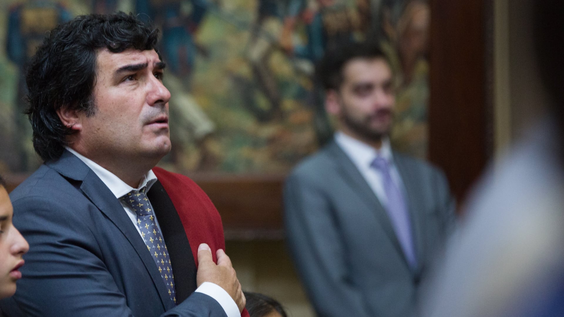 Martín De los Ríos, con el poncho que lo caracteriza al hombro.