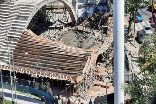 La estructura que se derrumbó en la cancha de Ferro.