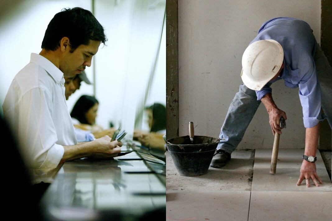 Dos extremos: trabajador bancario y de la construcción.