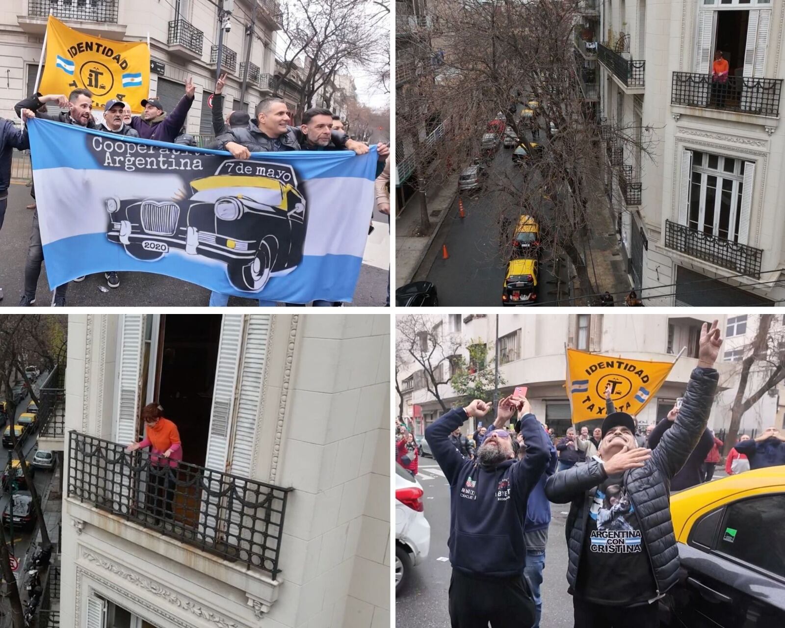 Un nuevo frente político de taxistas con Cristina realizó una intervención en las inmediaciones de su domicilio