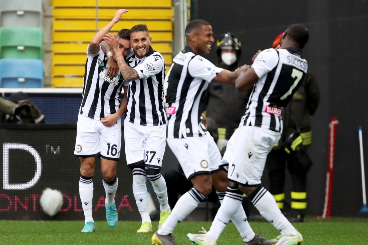 Los jugadores de Udinese a puro festejo