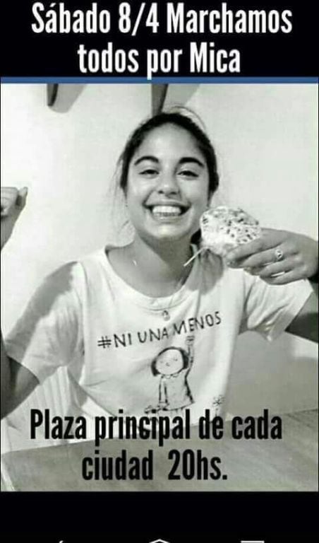 Micaela había posado con la consigna de Ni Una Menos. 