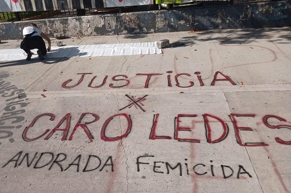 Una de las intervenciones de la Campaña Justicia para Carolina Ledesma.