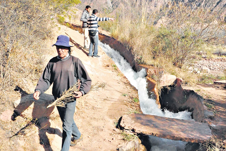 El canal que alimentaba el viejo molino harinero de Pituil, proveniente de Chañarmuyo.