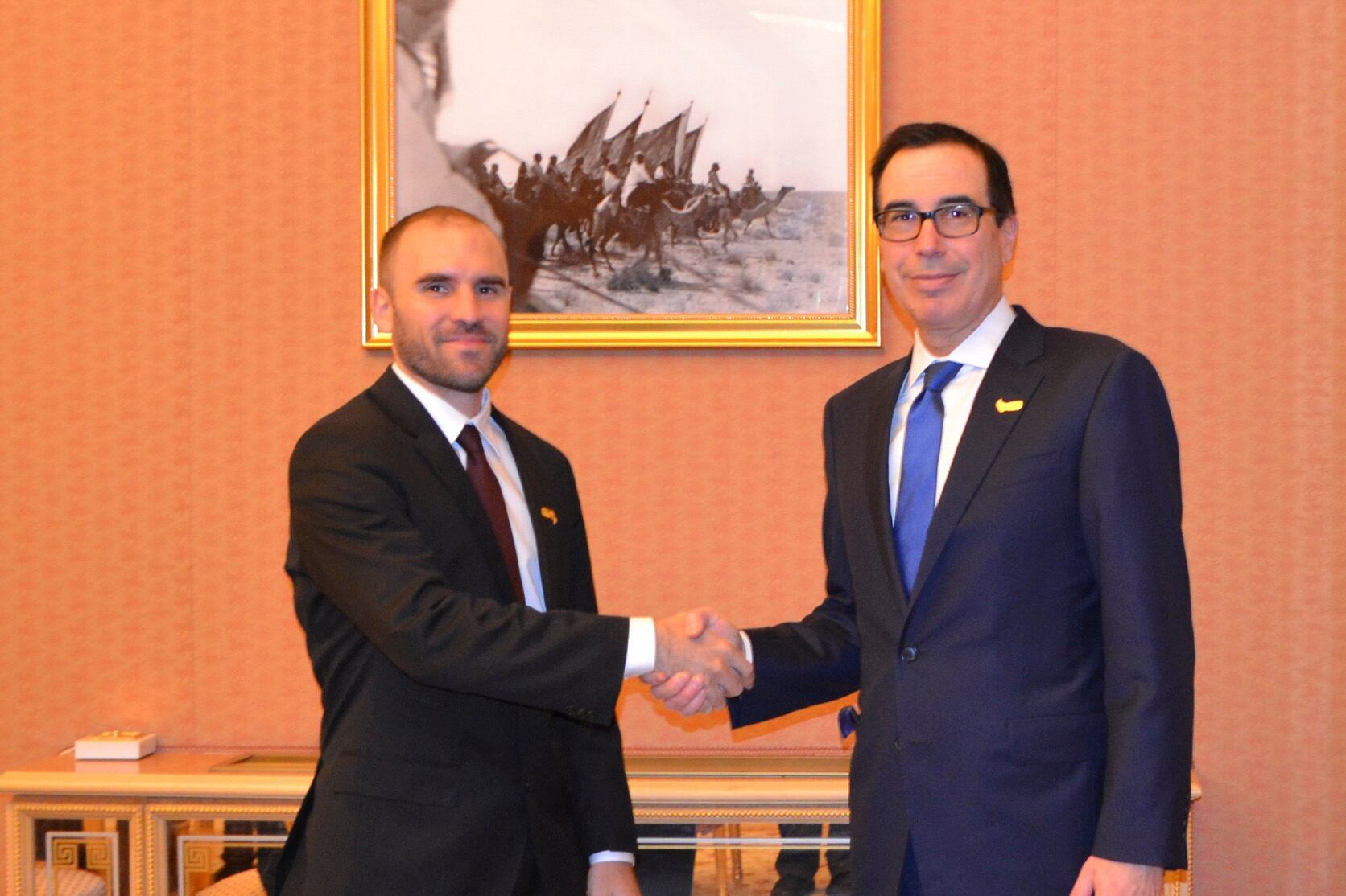 Martín Guzmán con Steven Mnuchin.
