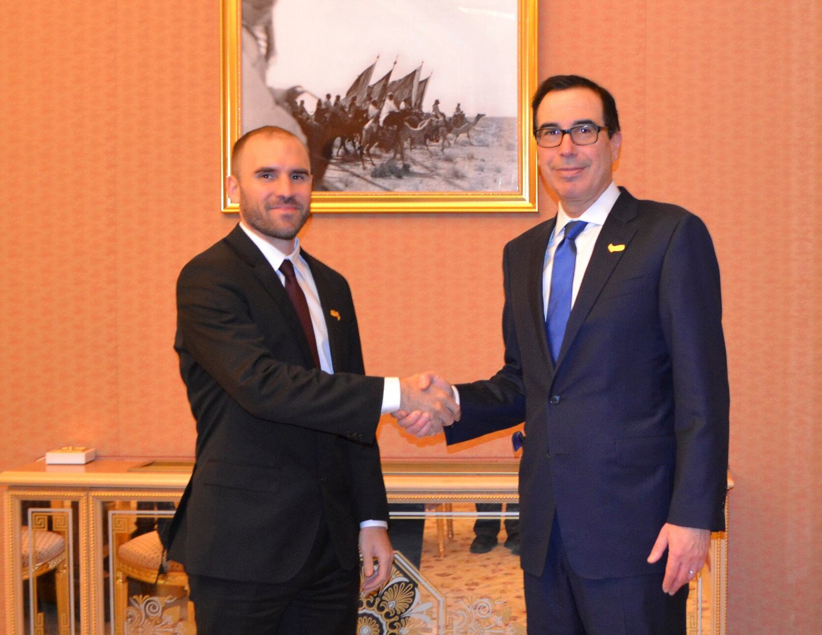 Martín Guzmán con Steven Mnuchin.