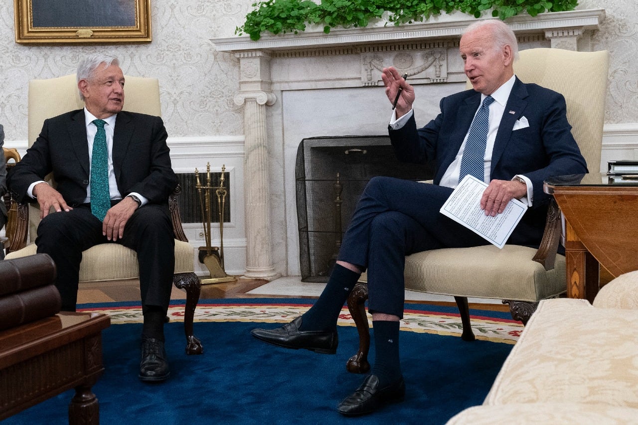 López Obrador y Biden en el Salón Oval de la Casa Blanca. 