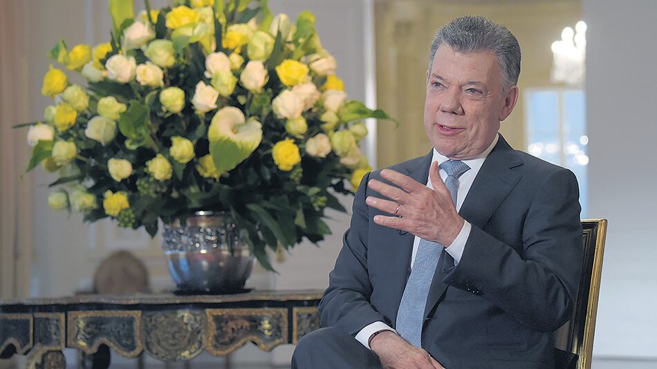 En el Palacio de Nariño, Santos concedió ayer una de sus últimas entrevistas como presidente.