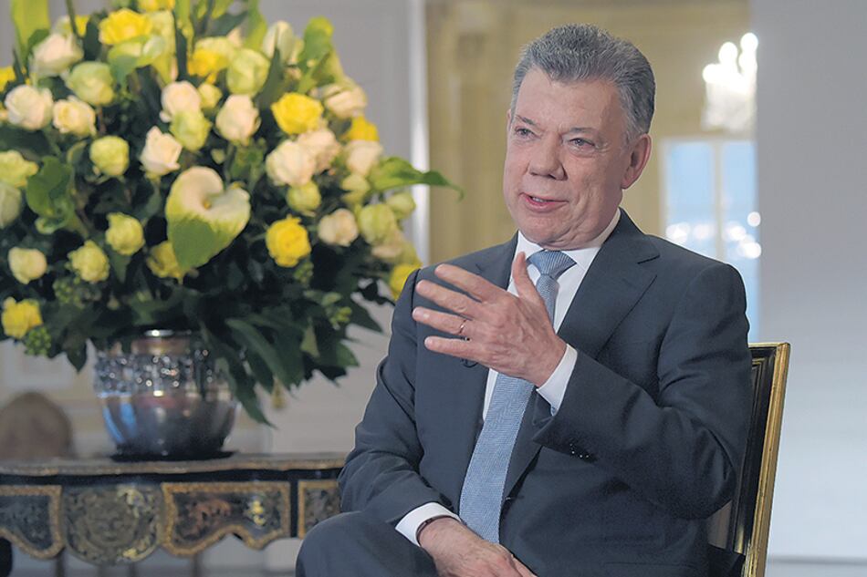 En el Palacio de Nariño, Santos concedió ayer una de sus últimas entrevistas como presidente.