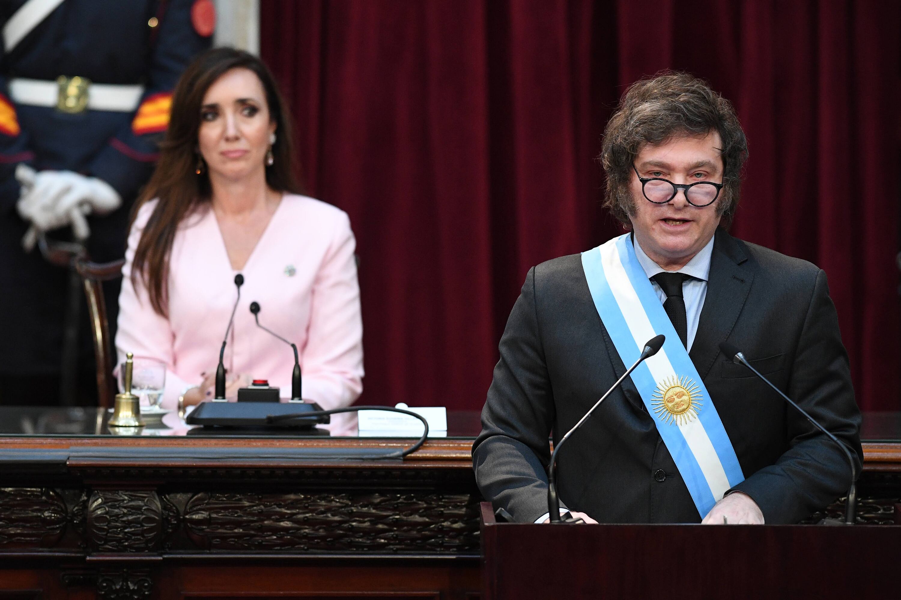 El presidente Javier Milei y la vicepresidenta Victoria Villarruel en el apertura de las sesiones ordinarias del Congreso.