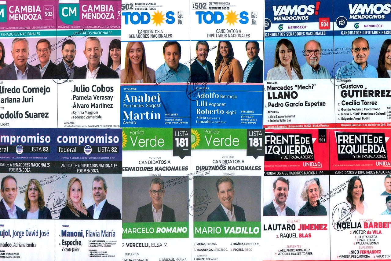Mendoza: en las elecciones de este 14 de noviembre habrá 7 boletas de candidatos a diputados y senadores en el cuarto oscuro. 