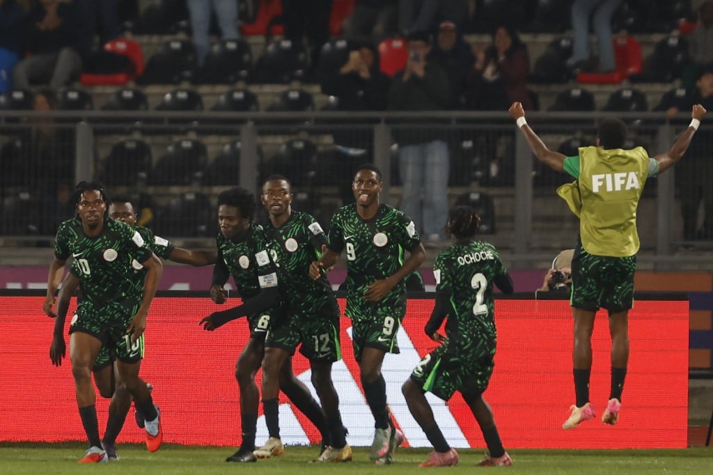 Nigeria festeja el empate ante Colombia.