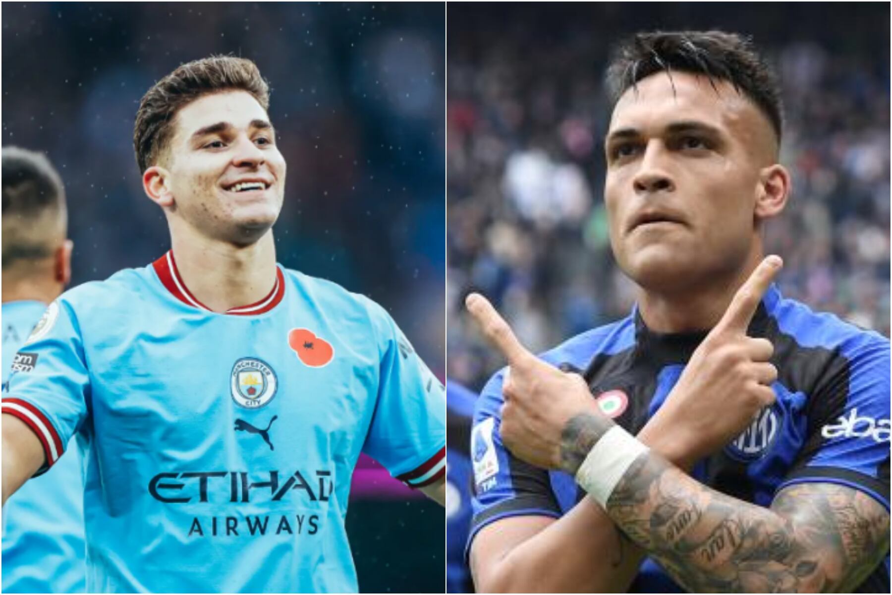 Julián Alvarez y Lautaro Martinez se encontraran en la final de la Champions League.