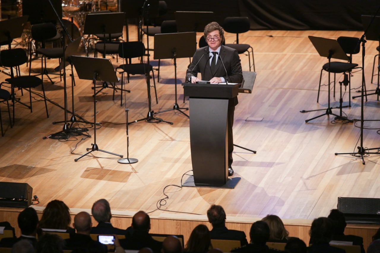 Milei, durante su discurso en memoria de las víctimas del Holocausto.