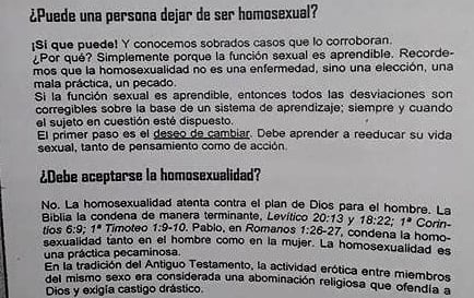 Un fragmento de la guía discriminatoria.