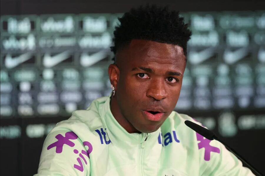 Vinicius Junior la conferencia de prensa. Imagen: Pierre-Philippe Marcou/AFP