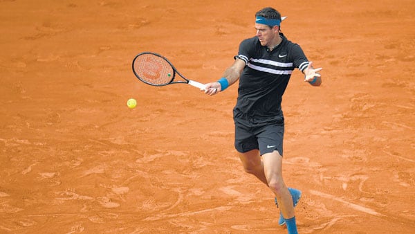 Del Potro, ayer sobre el polvo de ladrillo de Roland Garros.