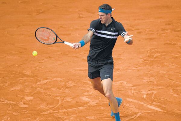 Del Potro, ayer sobre el polvo de ladrillo de Roland Garros.