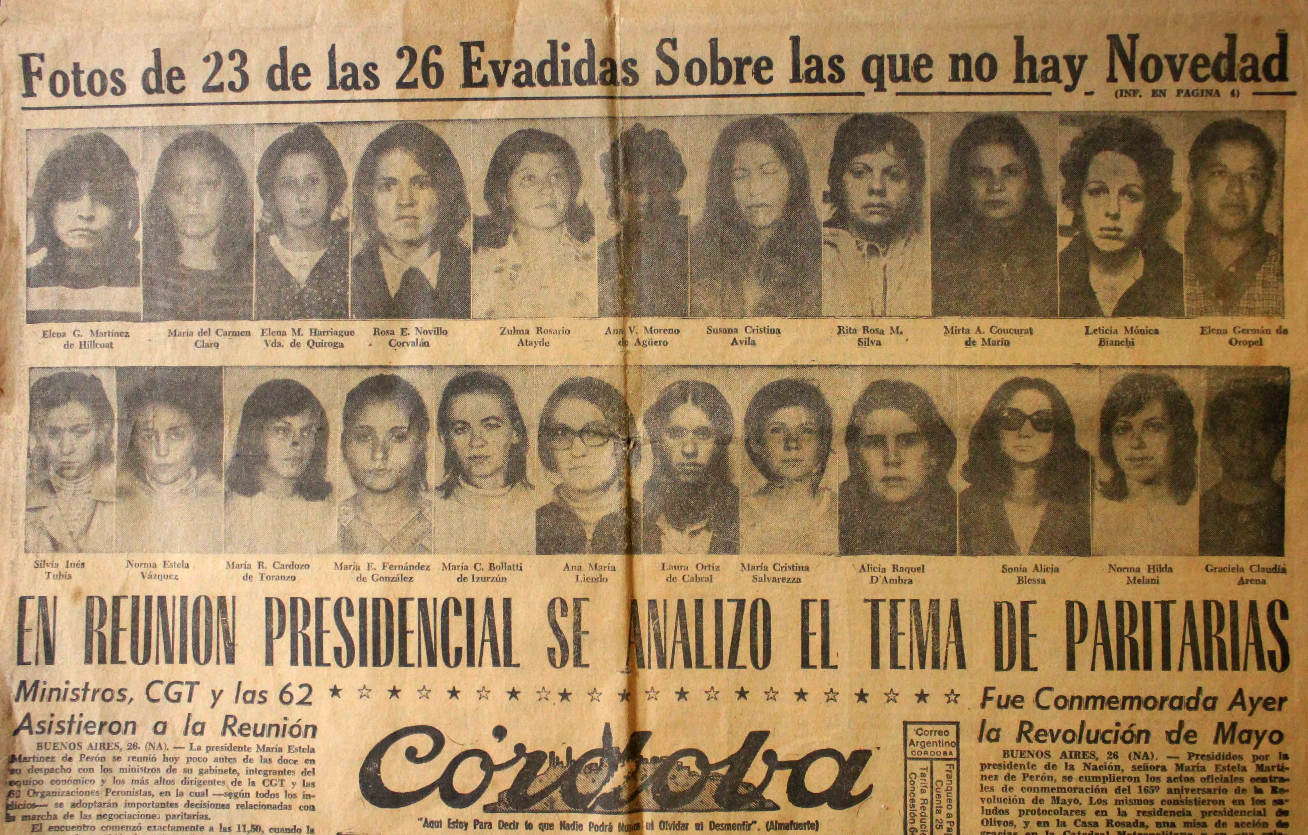 La tapa del diario Córdoba que menciona la fuga