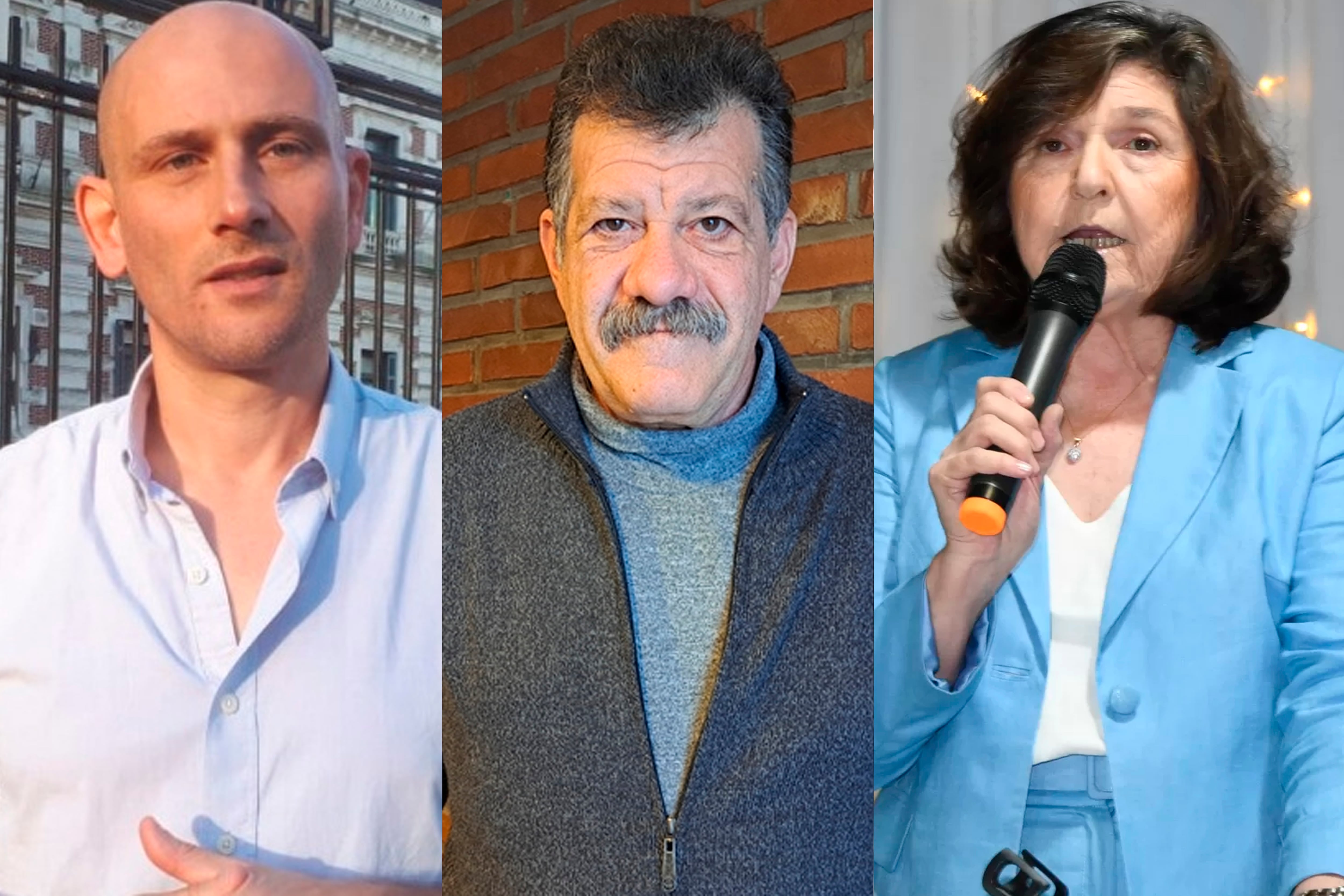 Los intendentes peronistas German Lago (Alberti), Sergio Barenghi (Bragado) y María Celia Gianini (Carlos Tejedor).