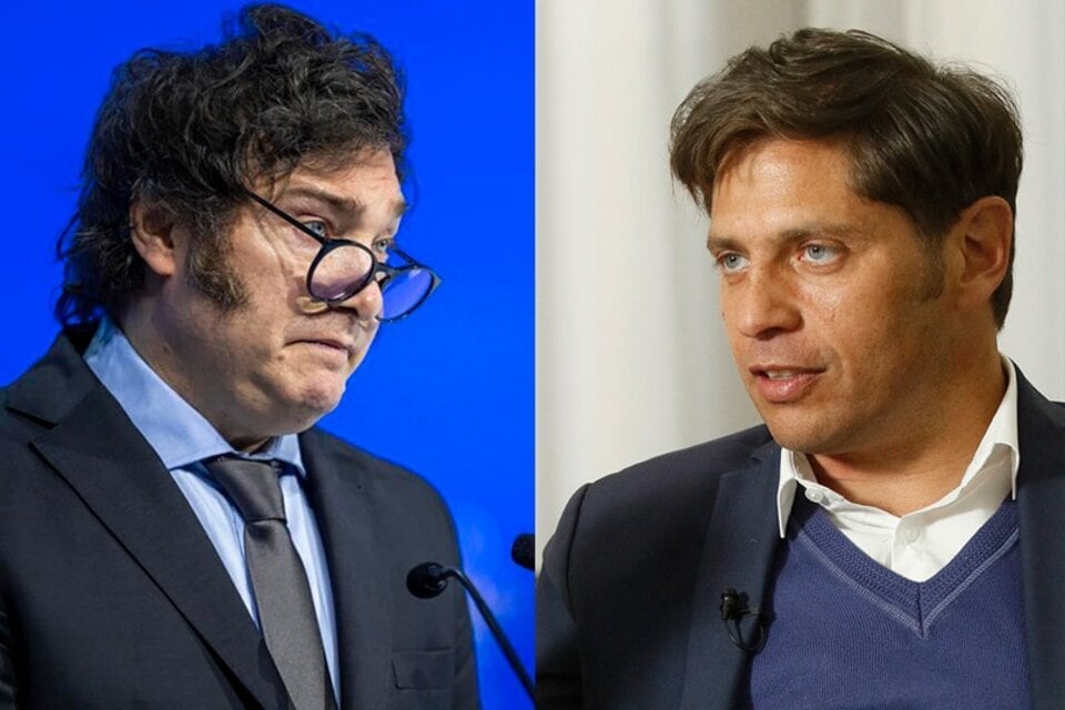 Presidente Javier Milei y gobernador Axel Kicillof,