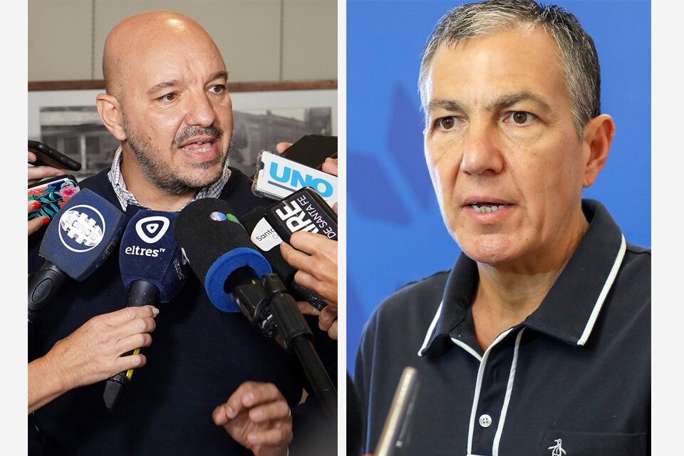 El secretario general de Amsafé Rodrigo Alonso y el ministro Juan Pusineri