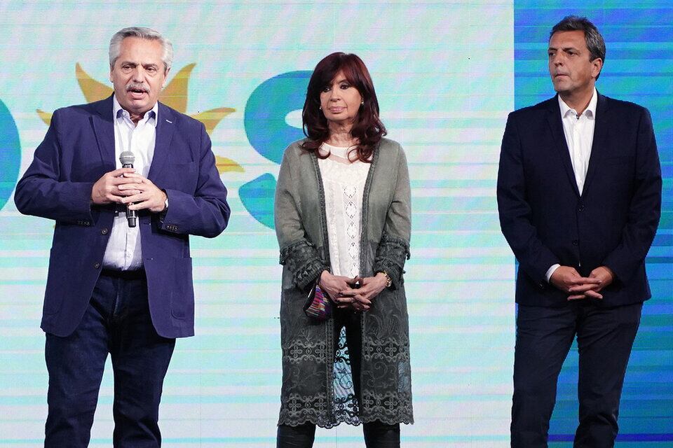 Alberto Fernández, Cristina Kirchner y Sergio Massa.