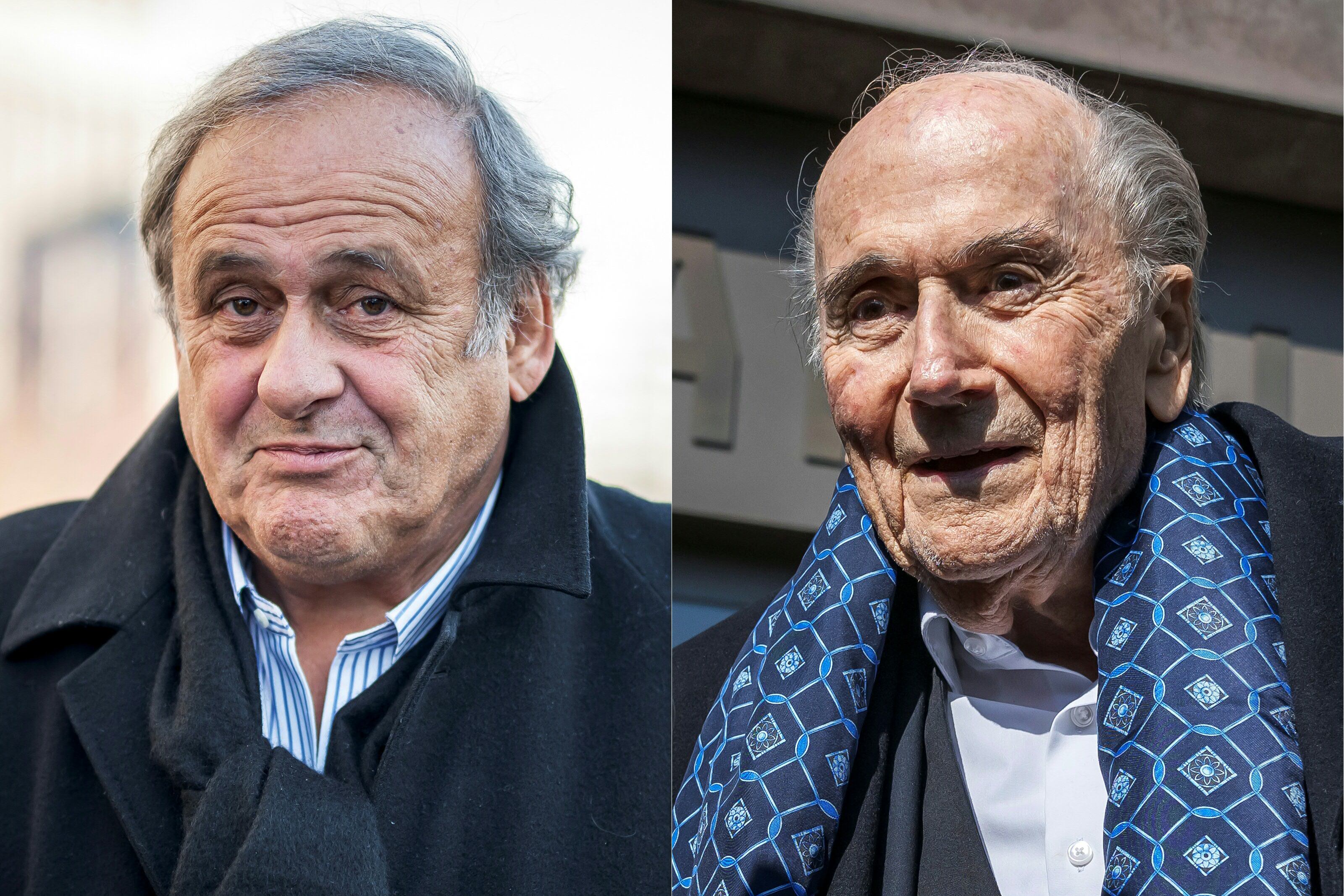 Michel Platini y Joseph Blatter, ya entrados en años.