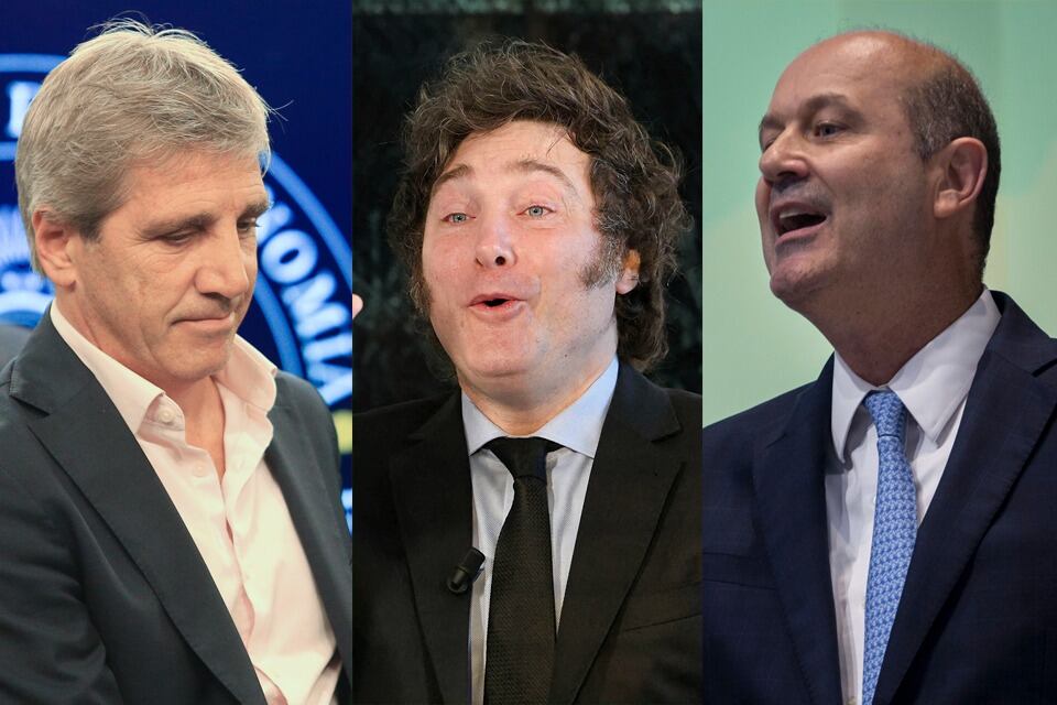 Luis Caputo, Javier Milei y Federico Sturzenegger.